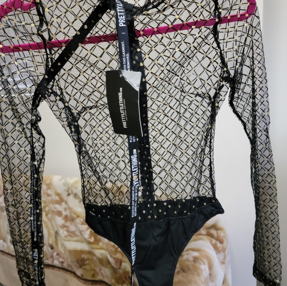 Pretty little thing sheer metallic bodysuit